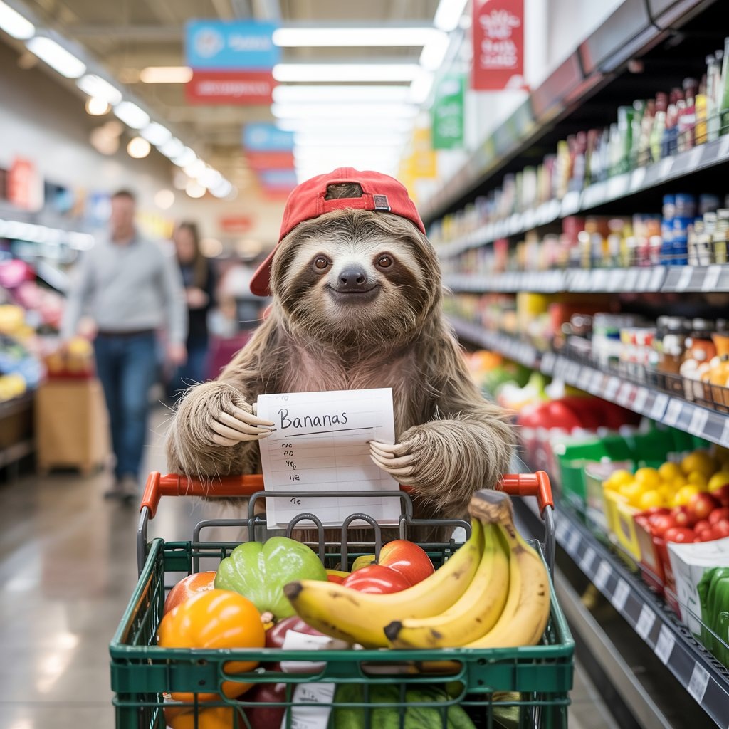 Un perezoso
  comprando en una tienda.